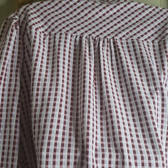 Draper James Maroon and White Checkered Long Sleeve Top - Picture 9 of 10
